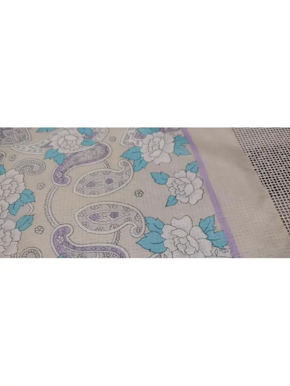 Vintage SARAH CONVENTRY Beige Lilac Lavender Scarf Tan 31 x 31 inches Large Wide